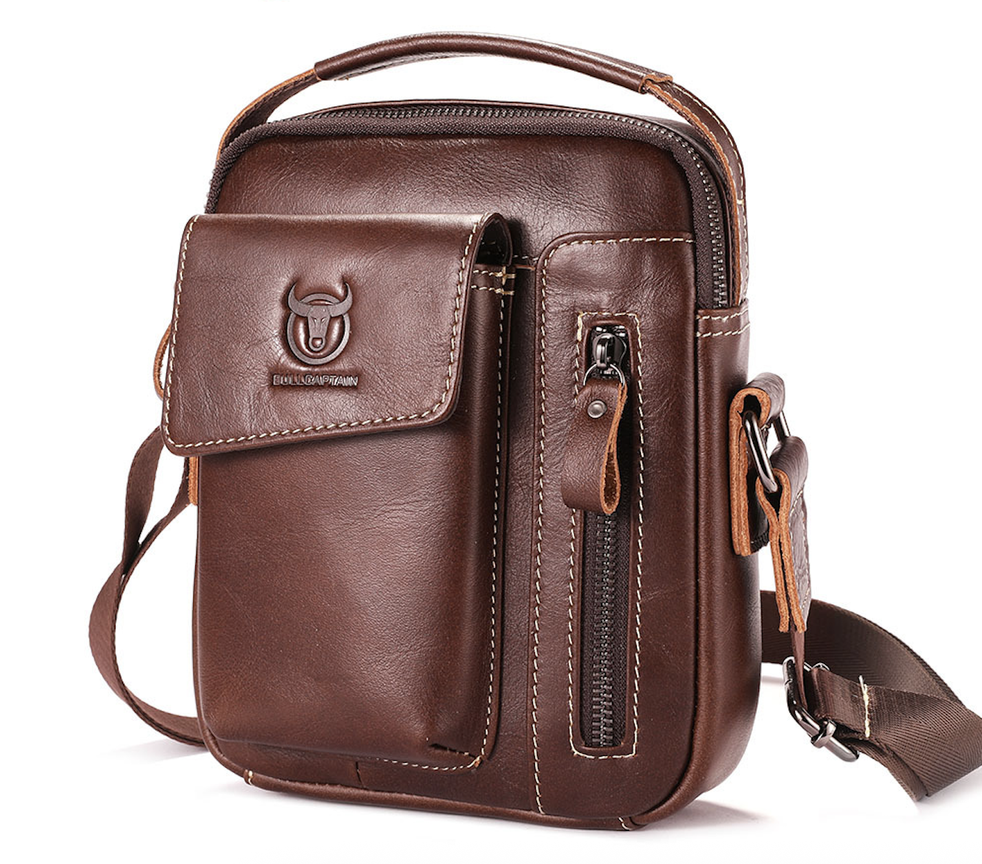 Leather Shoulder Bag First-layer Cowhide Messenger Bag for Men Soft Genuine Leather Vertical Mobile Phone Bag Single Shoulder Bag