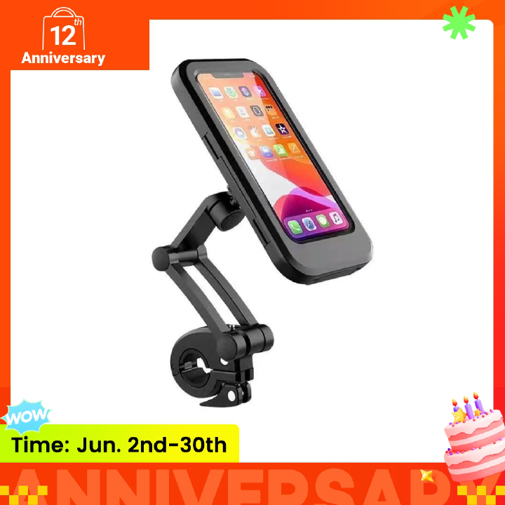 Motorcycle Phone Holder Rotatable Waterproof Navigation Mobile Phone Holder Bracket Mount for Smartphone Bike Bicycle Fully Enclosed Touch Screen Cellphone Holder Rain Cover for Phone