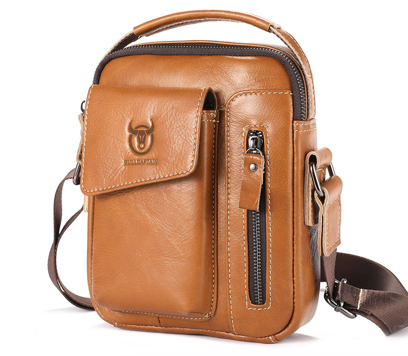 Leather Shoulder Bag First-layer Cowhide Messenger Bag for Men Soft Genuine Leather Vertical Mobile Phone Bag Single Shoulder Bag