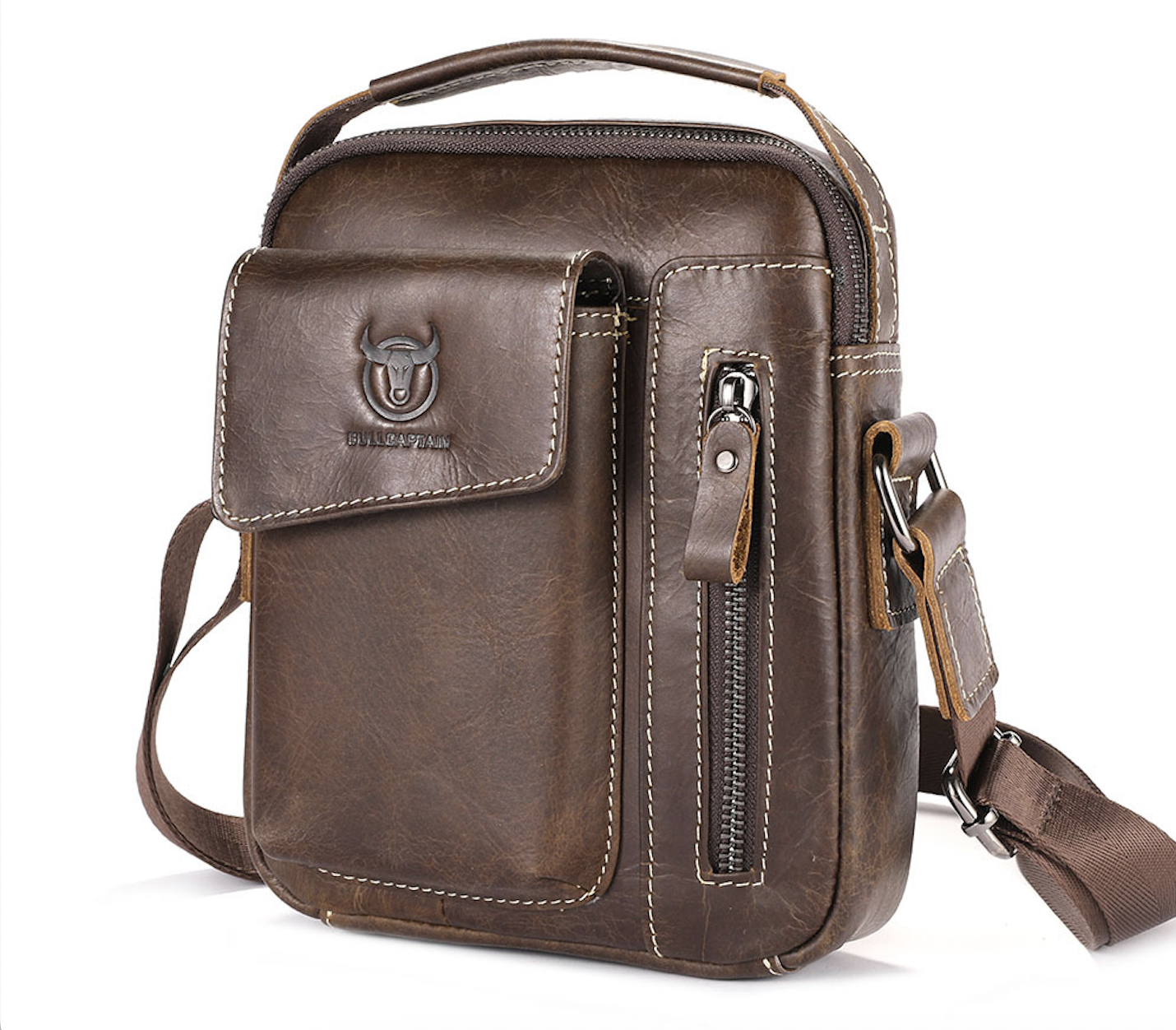 Leather Shoulder Bag First-layer Cowhide Messenger Bag for Men Soft Genuine Leather Vertical Mobile Phone Bag Single Shoulder Bag
