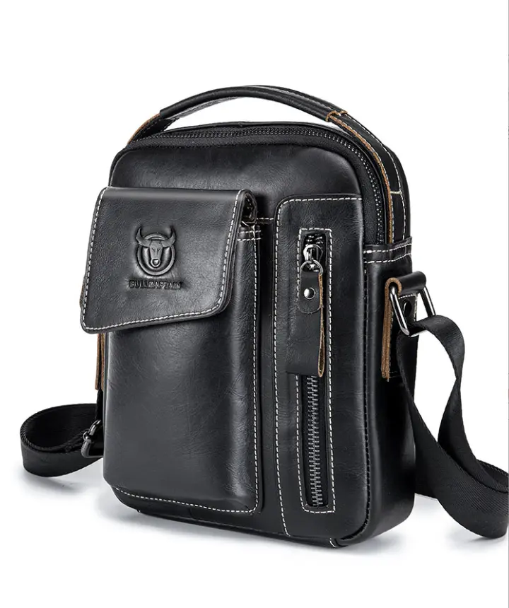 Leather Shoulder Bag First-layer Cowhide Messenger Bag for Men Soft Genuine Leather Vertical Mobile Phone Bag Single Shoulder Bag