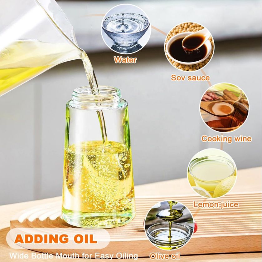 VEDO 2-in-1 Spray & Pour Oil Bottle, 470ml Glass Oil Dispenser for Cooking, Air Fryer, BBQ, Salad, Precise Oil Control Kitchen Tool