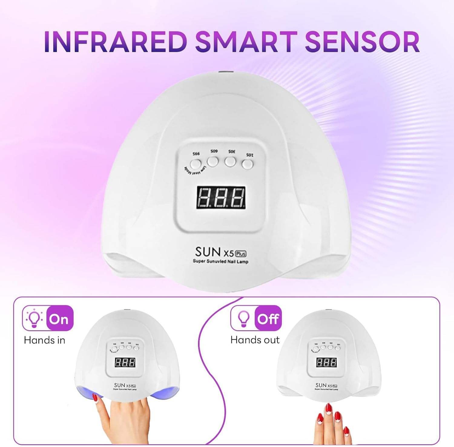 VEDO 180W UV LED Nail Lamp, Fast Curing Gel Polish Dryer with Auto Sensor, 48 LEDs Professional Manicure Light for Home Salon, White/Pink