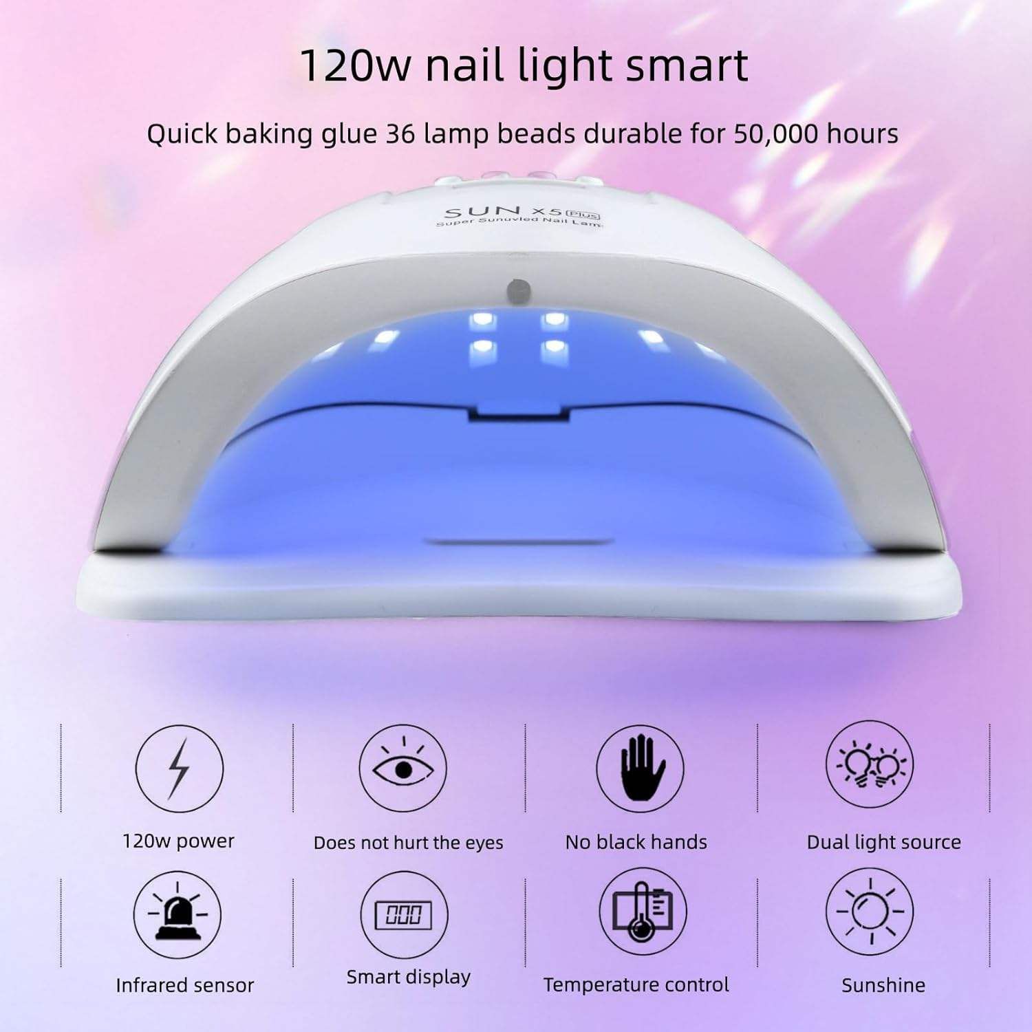 VEDO 180W UV LED Nail Lamp, Fast Curing Gel Polish Dryer with Auto Sensor, 48 LEDs Professional Manicure Light for Home Salon, White/Pink