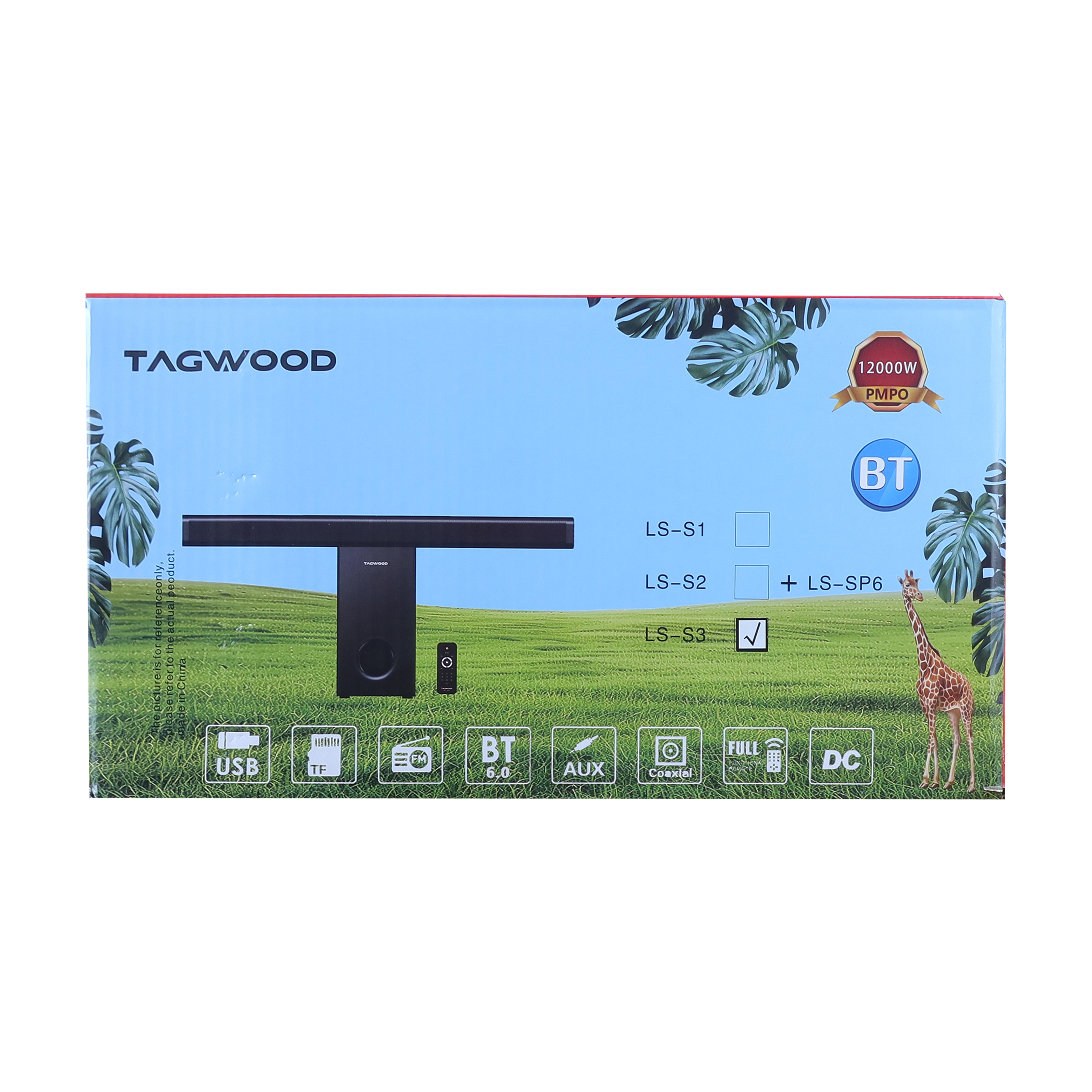 Tagwood 12000W 2.1CH Multimedia Bluetooth Woofer Speaker System  Subwoofer Soundbar BT 6.0 /USB/SD/FM AC/DC System Soundbar with Remote Control  S3 Speaker bass