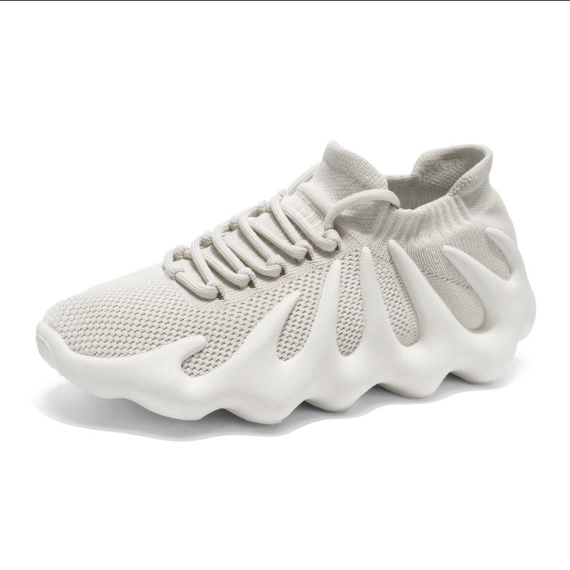 SXCHEN Women's  Breathable Sneaker Shoes – Beige Knit Mesh Upper, Durable Stitching, Lightweight Construction, Suitable For Light Sports & Trendy Street Style, All Sizes Available