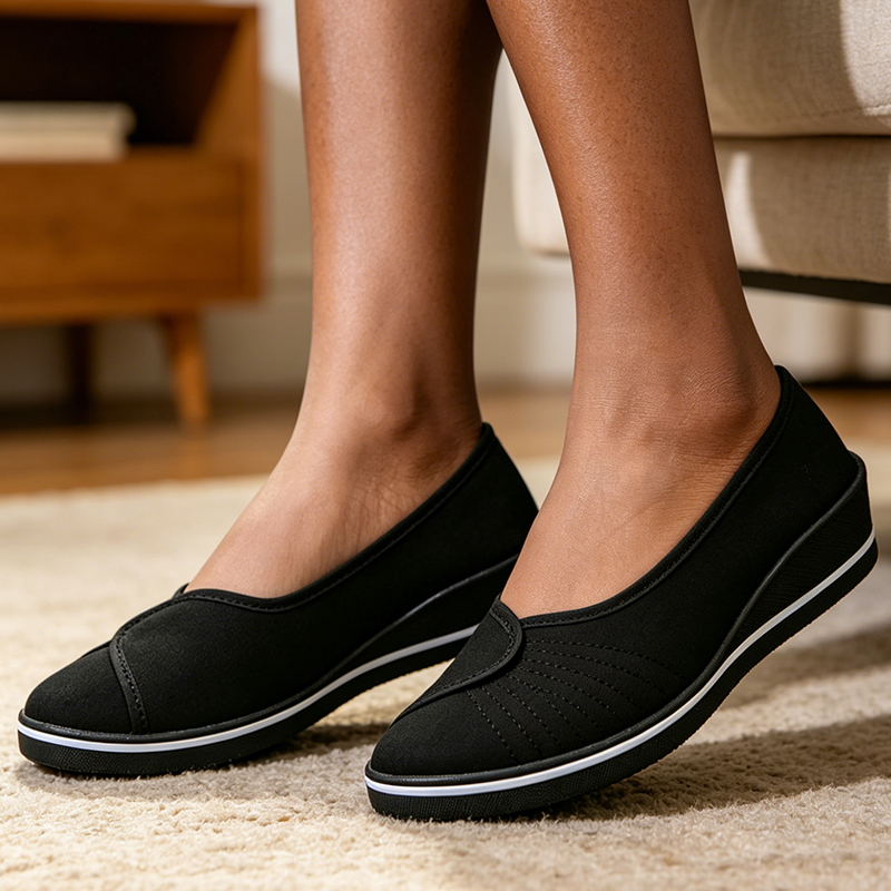 SXCHEN Women's Shoes Small White Shoes Loafers Nurse Shoes Female Ladies Shoes White Wedge Soft Bottom New Cloth Shoes Flat Party Office Girl Lovers Gift Latest Shoes Mom Shoe Sneakers Plus Size Black