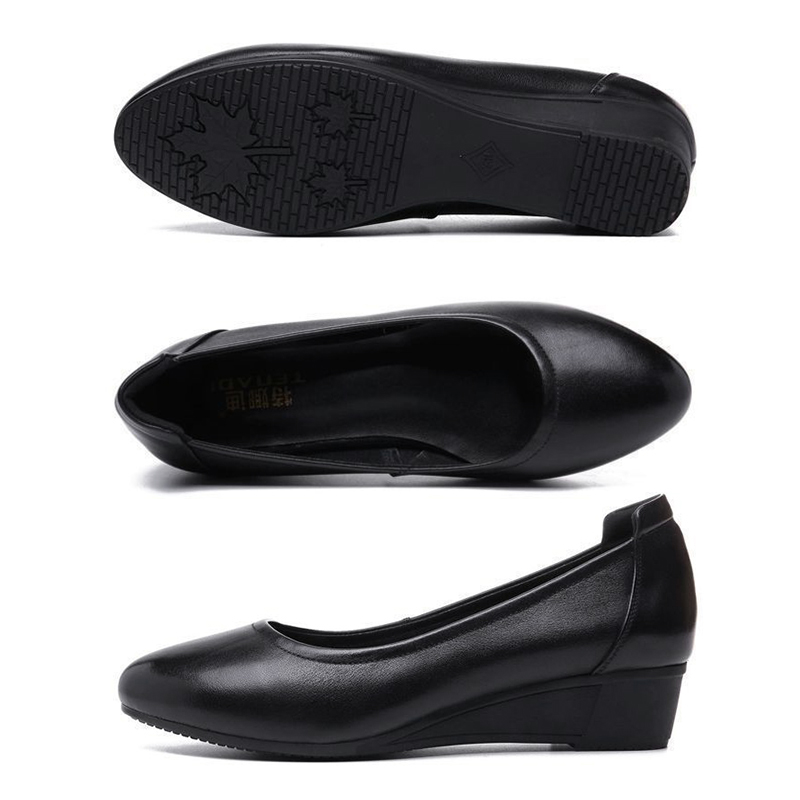 SXCHEN Ladies Shoes Wedge Heels Ballet & Dance Women's Leather Shoes Soft Leather Comfortable Soft Kitchen Work Flat Shoes Mom Shoes Student Fashion Girl Gift Travel Latest Shoes Office Wedding
