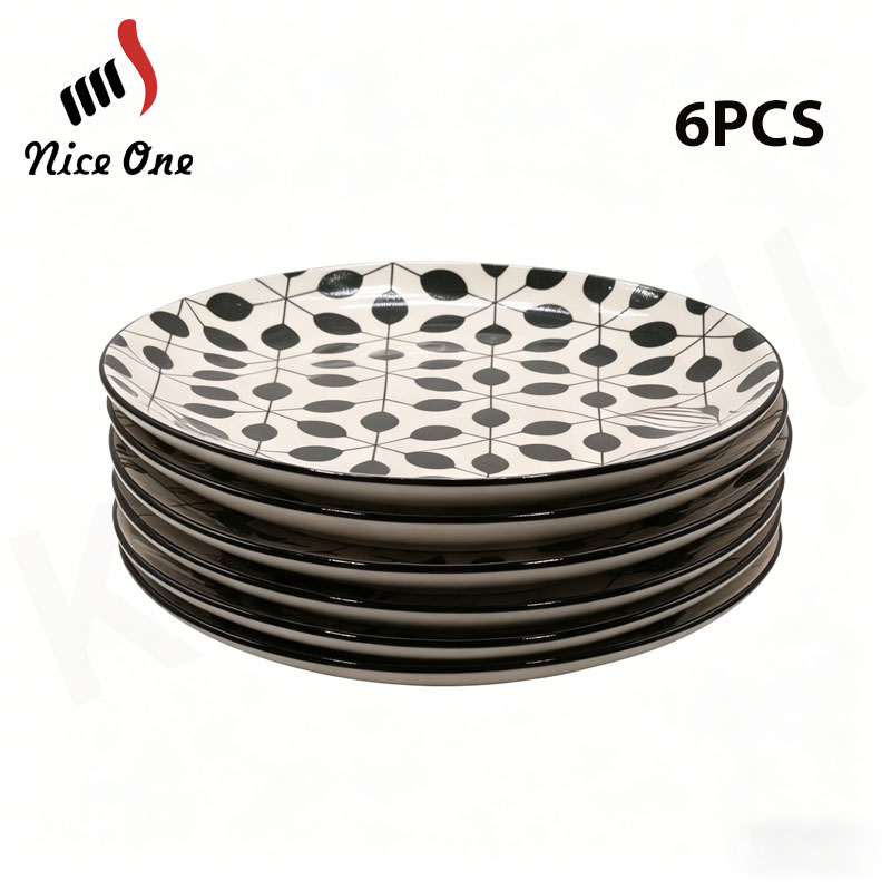 【Promotion】Nice One Premium Classique Style 6Pcs Set 10.5 Inch Circular Flower Porcelain Dinner Plates，Elegant Ceramic Tableware Dish Plates Daily Home Use (YHY-PLATE-10507 )