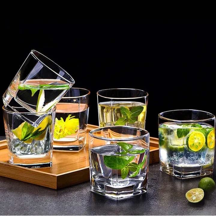 6PCS/Set 255ML  Drinking Glass Sets, Durable Drinking Cups, Lead-Free Water Cup Set, Drinkware Kitchen Glasses for Cocktail, Iced Coffee, Beer, Tea, Wine, Whiskey, Water ( 309C)