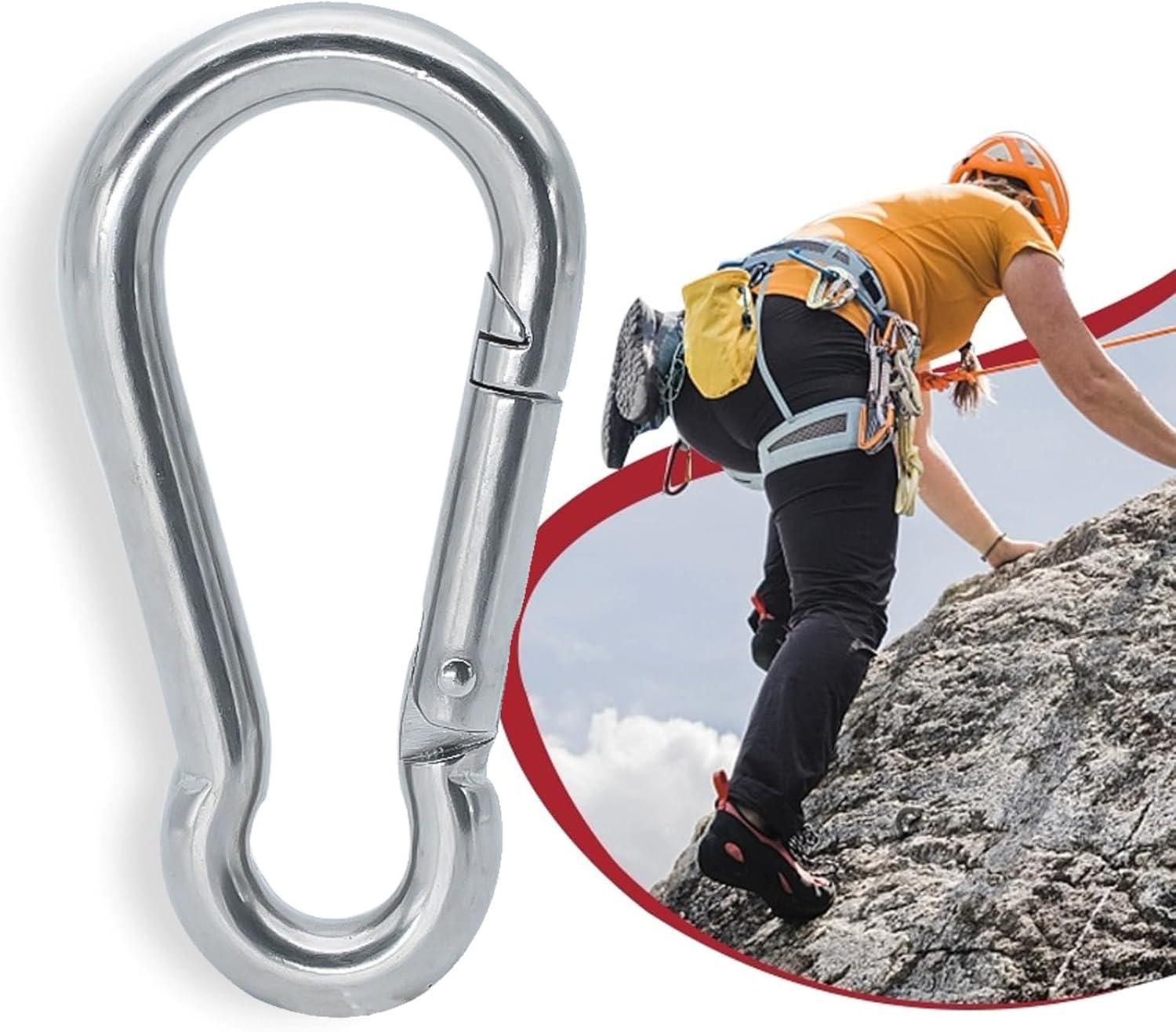 4"(10x100mm) Galvanized Safety Climbing Buckle Carabiner with Spring Hook, Small Ideal for Key Chain, Camping, Hiking, Travel, Fishing Hammocks, Awnings, Swings, Punching bags, Backpacks and Key chain