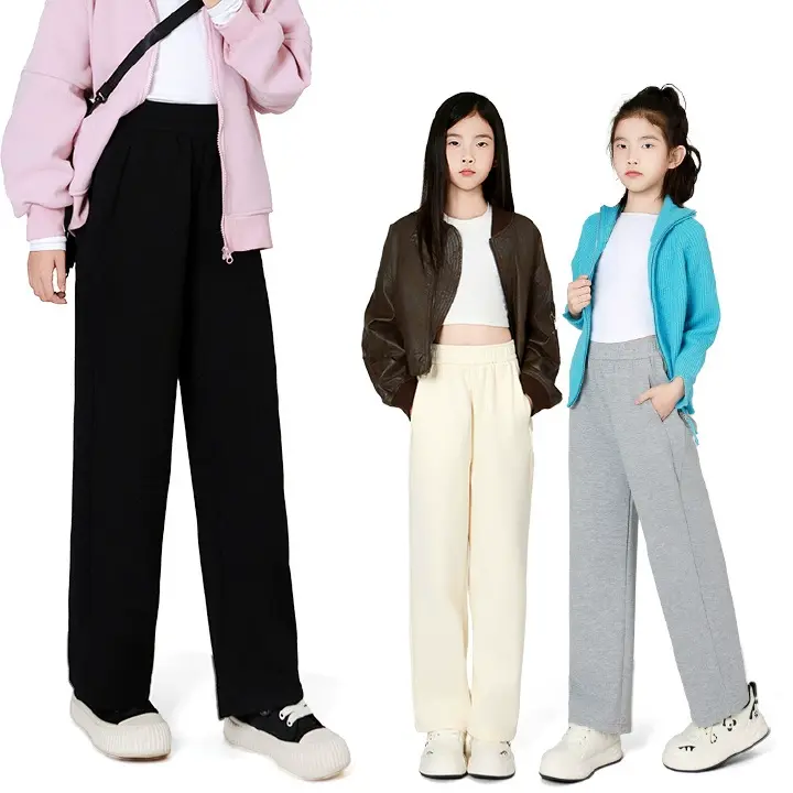 Girl Clothes Kid Pants Strainght Wide-leg Casual Trousers Girl's Clothing Sports Trouser Sweatpants for3 to 11 Years Teenagers