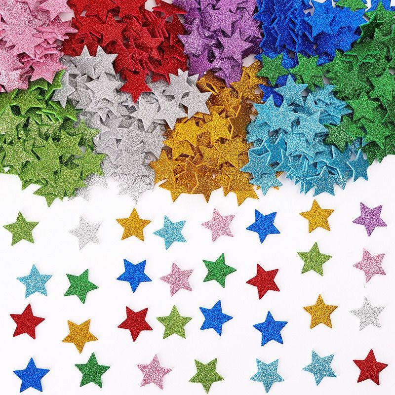 Glitter Star Stickers Foam Stars Wall Decals Hair Accessories DIY Craft Stickers for Kids Kindergarten Decor