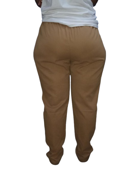 Women’s Palazzo (Drawstring) Pants – Khaki Brown. Sizes: S, M, L, XL. Women's Palazzo Trousers.