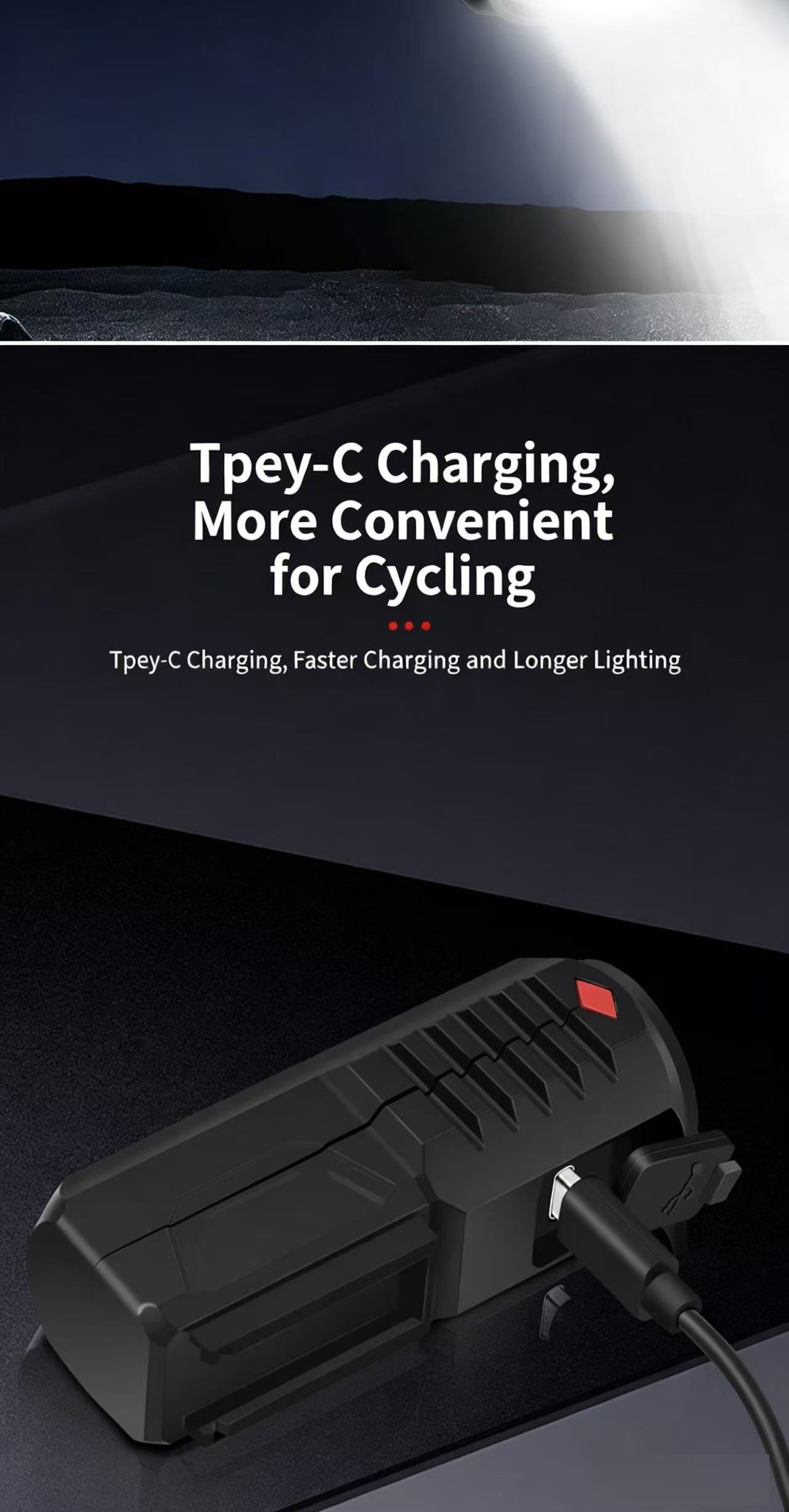 USB Rechargeable Bike Light Set Front and Rear Super Bright LED Bicycle Lights Waterproof Safety Warning Light for Night Cycling