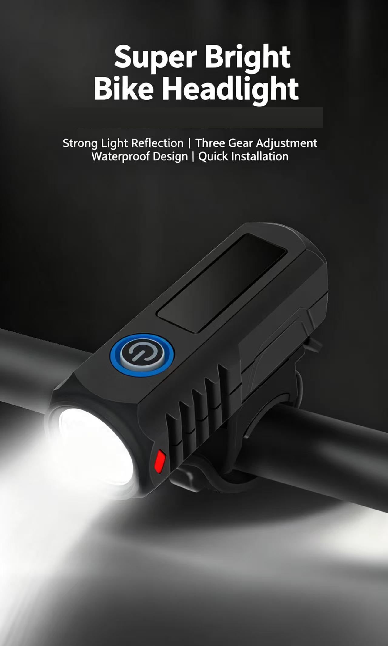 USB Rechargeable Bike Light Set Front and Rear Super Bright LED Bicycle Lights Waterproof Safety Warning Light for Night Cycling