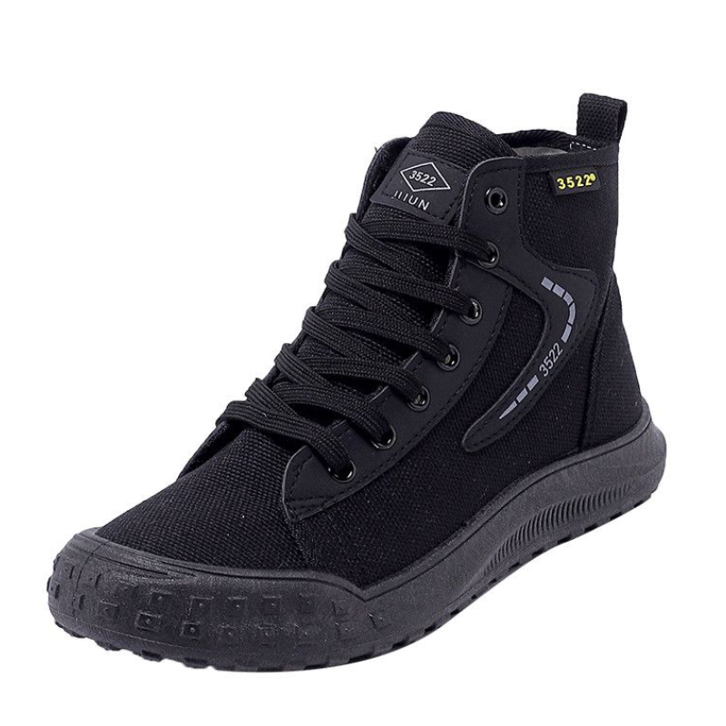 Men's Military Style Shoes,High-Top Canvas Boots For Street & Outdoor Activities,Sturdy Canvas,Non-Slip Rubber Sole, Lace-Up Design, Lightweight Construction, All Size Options, Trendy Footwear For Men