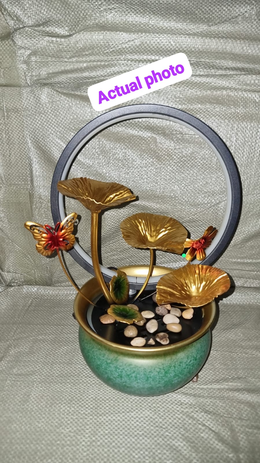 Elegant LED  Electric mini water fountain in a metallic pot