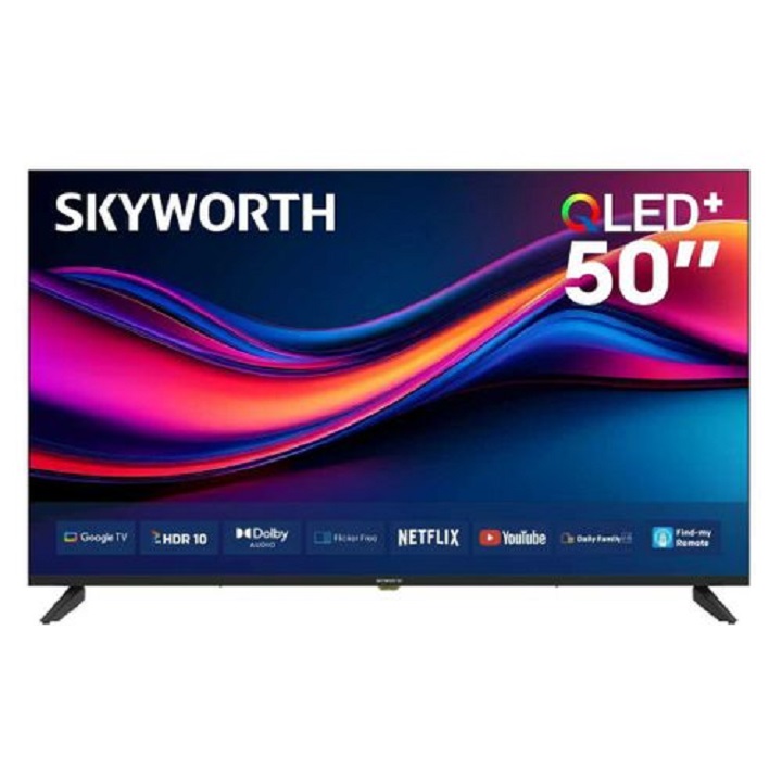 Skyworth 50″ inch SMART QLED TV GOOGLE AI TV 50Q6000H, HDR10,Hands-Free Voice Control, Playstore , Inbuilt Decoder ,Netflix, YouTube ,Prime Video, Bluetooth, DOLBY AUDIO, i-cast SCREEN, SKYWORTH50