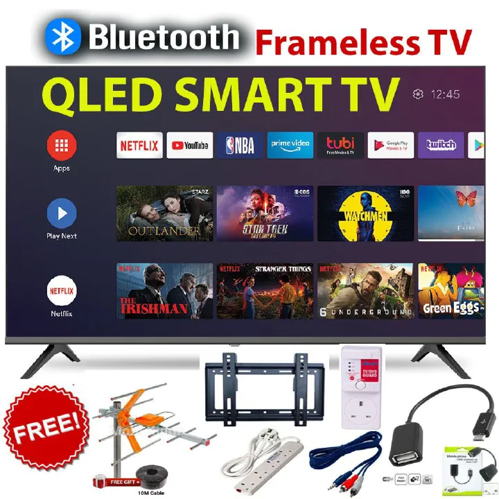 Skyworth 43''inch Smart Android TV QLED TV GOOGLE TV Bluetooth Enabled Netflix Youtube I-cast Prime VIdeo Google Play Assistant Television Inbuilt Decoder Built-in Wi-FI + 6 EXTRA ACCESSORIES
