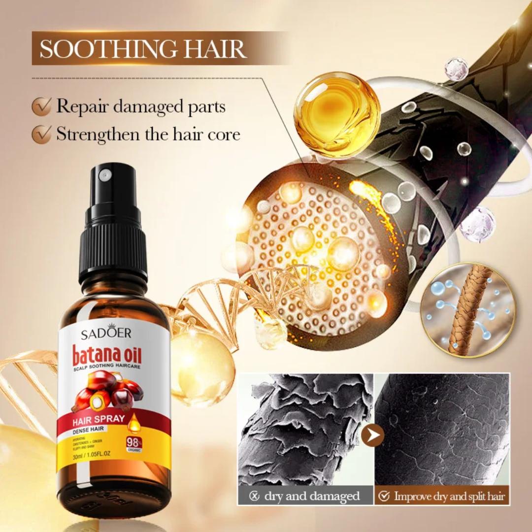 Sadoer Batana Oil Hair Spray, SADOER Batana Oil Hair Spray Dense Hair Regeneneration HAir Growth Nourishing Hair Follicle Hair Straightening Strengthening Oil Travel Soft Natural Hair Strengthening