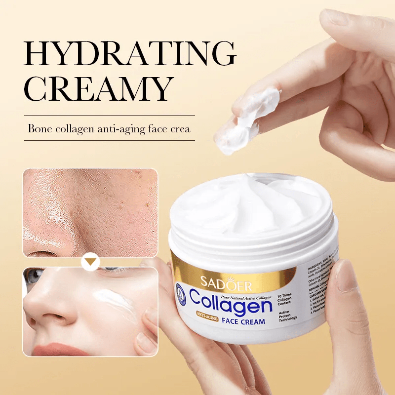 3 Pieces, Collagen Serum + Vitamin C Face Brightening Essence + Collagen Anti Aging  Face Cream ,For Face Brightening, Anti Wrinkles, Anti Aging, Moisturizing, Fade Dark Marks and Collagen Replenish
