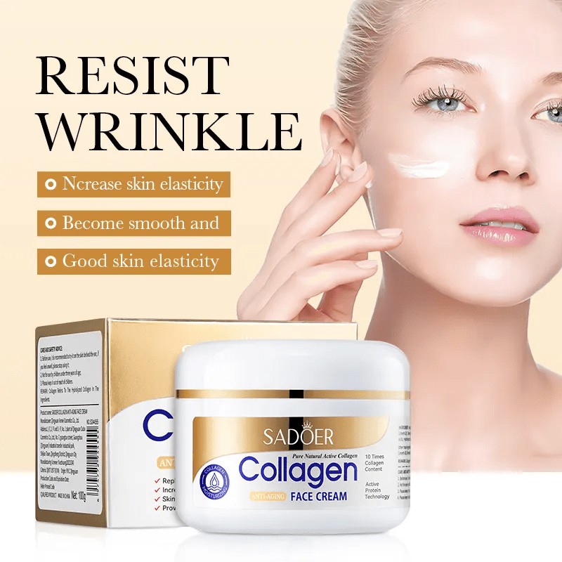 3 Pieces, Collagen Serum + Vitamin C Face Brightening Essence + Collagen Anti Aging  Face Cream ,For Face Brightening, Anti Wrinkles, Anti Aging, Moisturizing, Fade Dark Marks and Collagen Replenish
