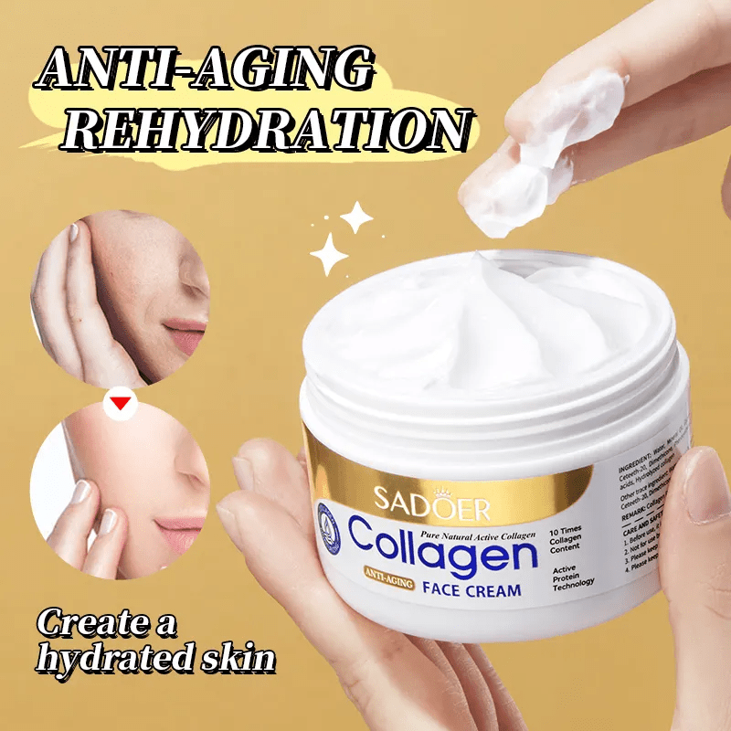 3 Pieces, Collagen Serum + Vitamin C Face Brightening Essence + Collagen Anti Aging  Face Cream ,For Face Brightening, Anti Wrinkles, Anti Aging, Moisturizing, Fade Dark Marks and Collagen Replenish