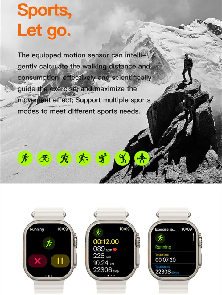 AS2 ULTRA 2.02" Women's Smart Watch 6-in-1 Luxury Gift Set 6-in-1 Gift Set Bluetooth Call Fitness Tracker IP67 iOS/Android Straps  Analog Watch