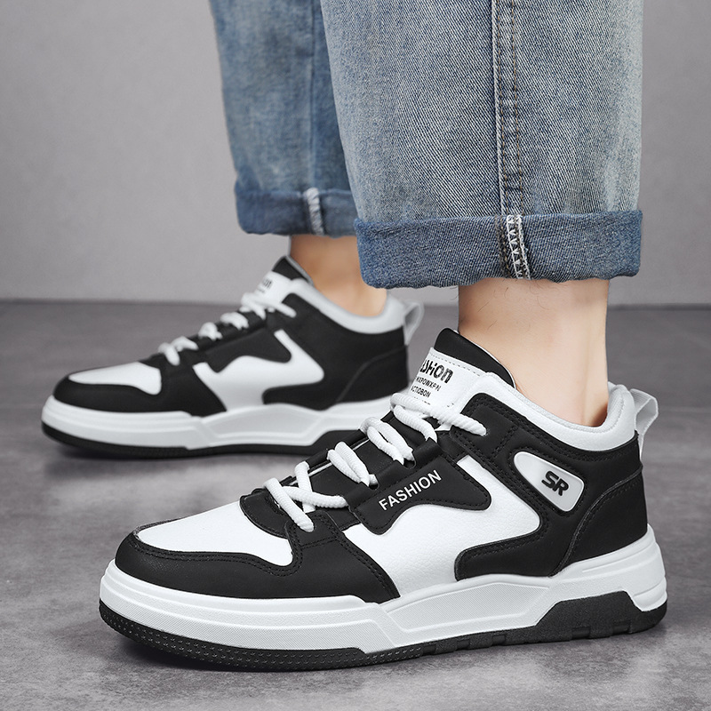 ASSKLO Fashion Men's Sneakers Men's Board Shoes Soft Leather Sneakers Men's Casual Shoes Outdoor Non Slip Lace Up Sneakers Stylish Sports Shoes Running Shoes Walking Shoes Comfortable Breathable