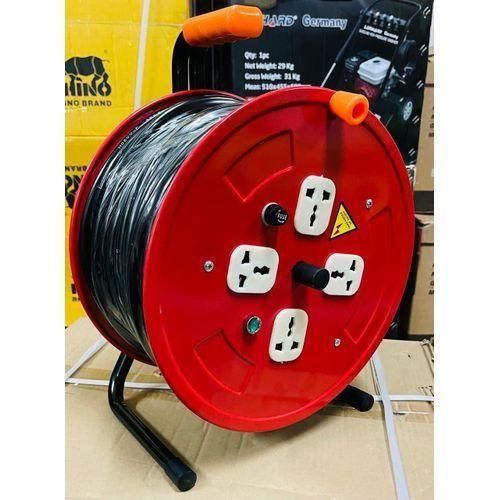 50M Heavy Duty Cable Reel, Industrial Power Extension Cord, Outdoor & Indoor Waterproof Electrical Cable Reel with 4 Sockets for Home, Office, Workshop, Construction