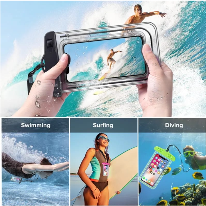 Waterproof Phone Pouch, rain Mobile Cover, Universal Waterproof Phone Case, Underwater Dry Bag for Mobile, Cash, documents, Water Proof Bag for Beach Boating Swimming Water Park