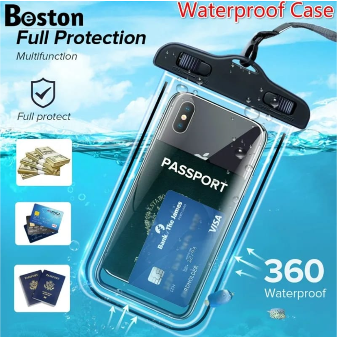 Waterproof Phone Pouch, rain Mobile Cover, Universal Waterproof Phone Case, Underwater Dry Bag for Mobile, Cash, documents, Water Proof Bag for Beach Boating Swimming Water Park