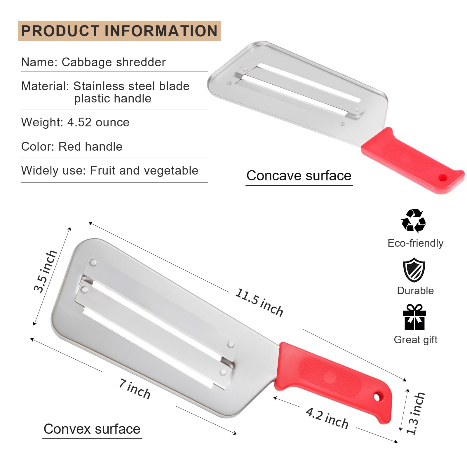 Double blade slicing knife - Multi-Purpose Shredder & Cutter for Vegetables ideal for shredding cabbages, cutting crisps and wedges from cassava, cucumbers etc