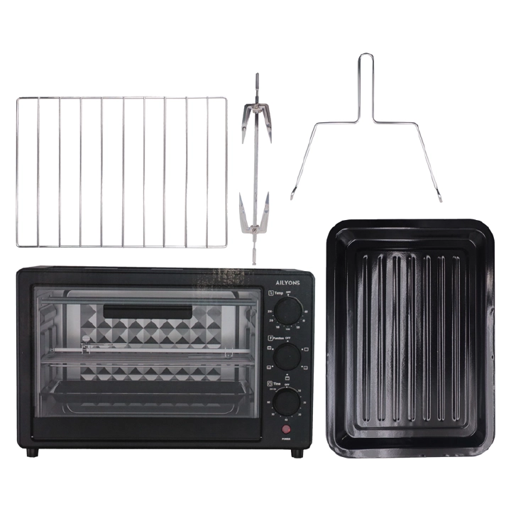 Ailyons 20L oven with rotisserie 8018 Electric Oven Grill with Grill Pan Kitchen Appliances Small Appliances 1000W
