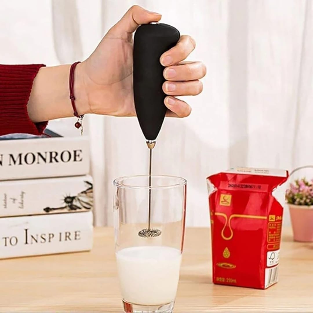 Electric Milk Frother Small handheld Electric Stick blender Cordless and battery operated stainless steel coffee blender Egg beater milk mixer
