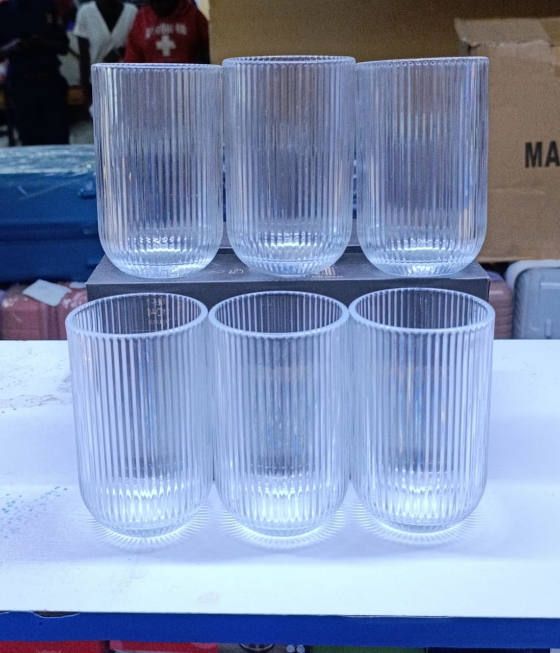 ✨ Premium 6-Piece 440ml Ribbed Glass Tumbler Set | Heavy-Duty Clear Fluted Juice & Water Drinkware | Unique & Classy Home Dining Resource ✅