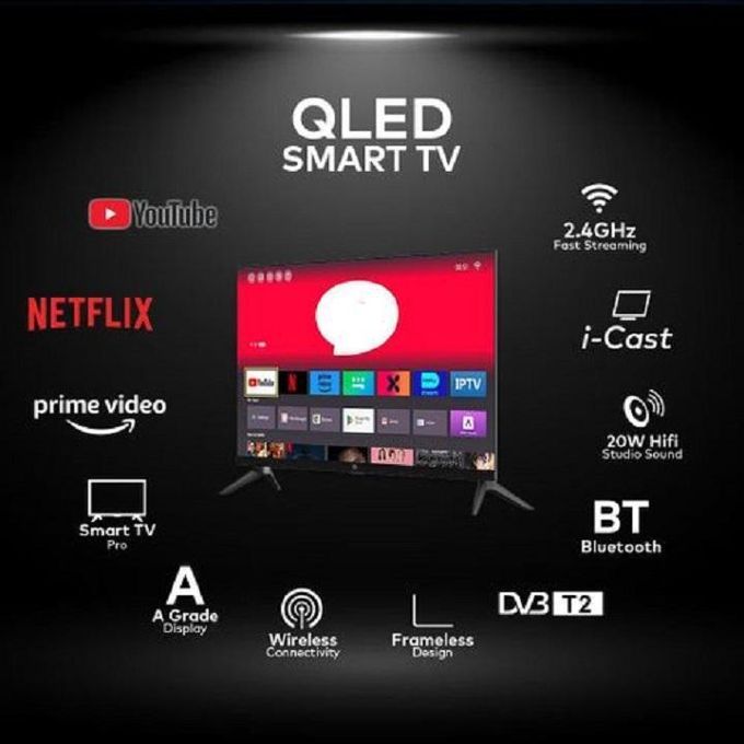VITRON HTC3288QS 32" Inch QLED TV BLUETOOTH-ENABLED Frameless Smart Android TV Inbuilt WIFI-Netflix,Youtube Television+7 FREE GIFTS