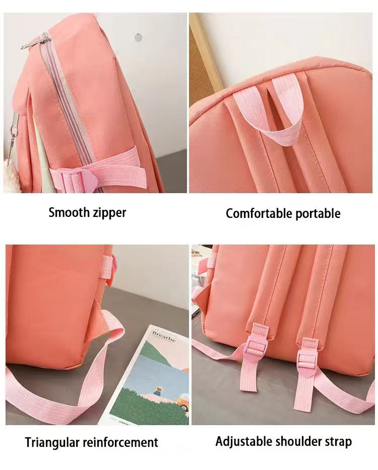 Marksman Fashion Large Capacity Unisex School Bags Backside Patch Pocket Side Pocket Travel Backpack Student Backpack
