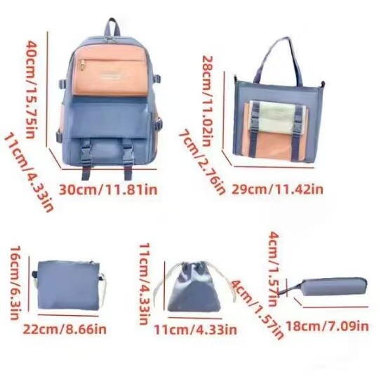 Marksman Fashion Large Capacity Unisex School Bags Backside Patch Pocket Side Pocket Travel Backpack Student Backpack