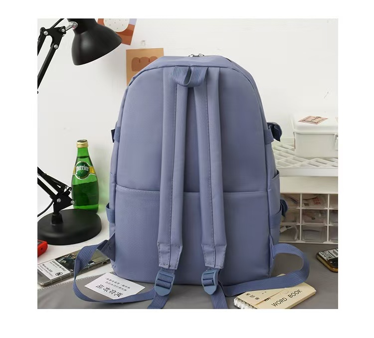 Marksman Fashion Large Capacity Unisex School Bags Backside Patch Pocket Side Pocket Travel Backpack Student Backpack