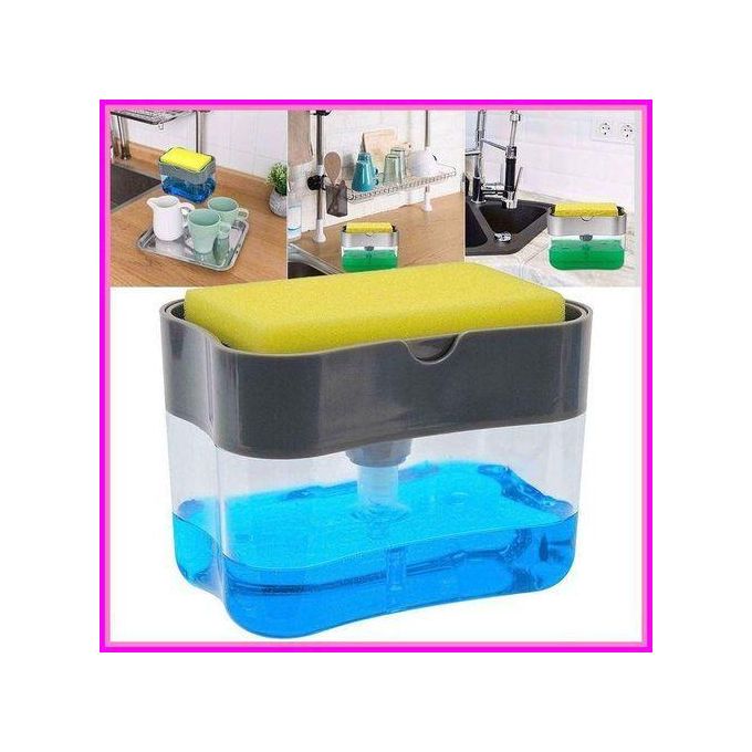 Soap Dispenser + 12 PIECES Double-Sided Strong Non Scratch Cleaning Dishes, Utensils Decontamination Sponge Kitchen Cleaning Wipe Magic Mop Scouring Pad Kitchen Dish Brush