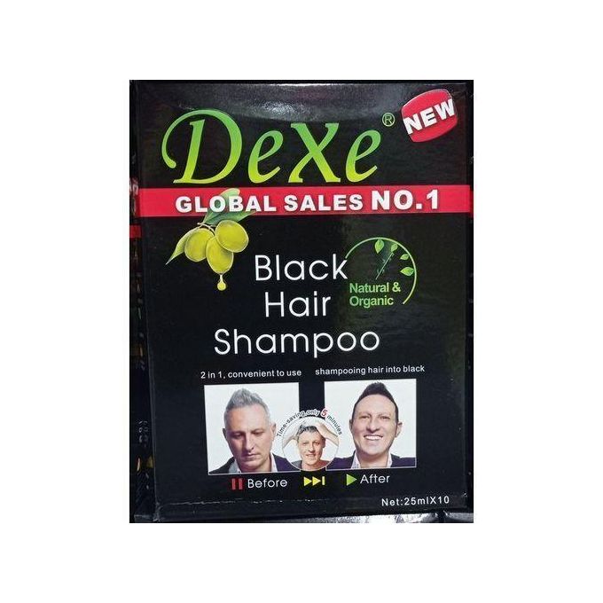 10 PCS Dexe 25ml  Black Hair Shampoo Instant Hair Dye for Men Women Black Color