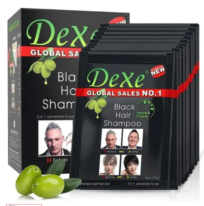 10 PCS Dexe 25ml  Black Hair Shampoo Instant Hair Dye for Men Women Black Color