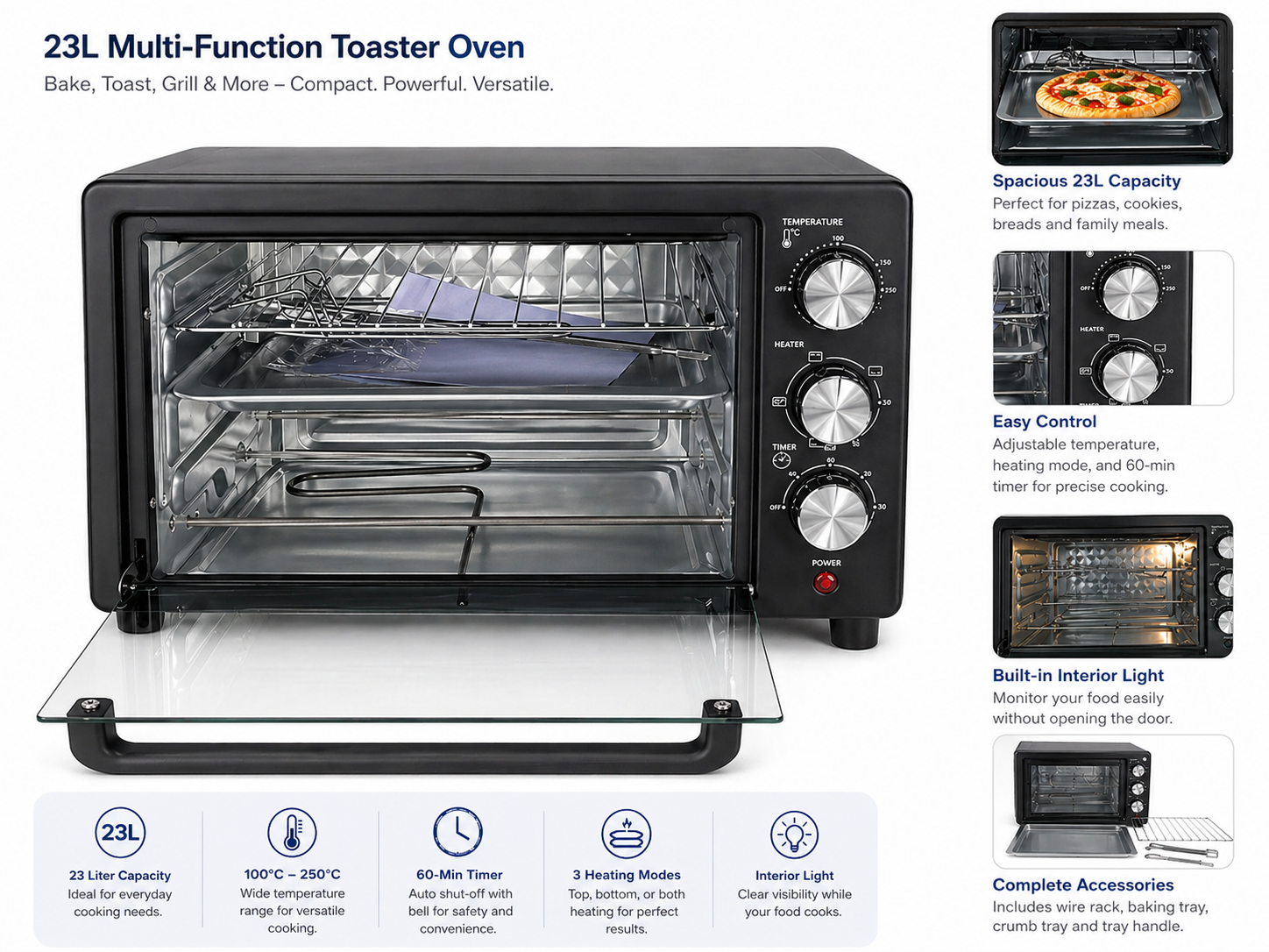 ElectroMate 20L Electric Rotisserie Oven For Baking And Grilling