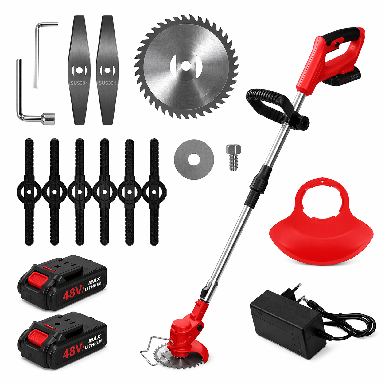 Lithium Battery Lawn Mower Rechargeable Cordless Grass Trimmer 880W, Electric Weed Cutter, Portable Brush Cutter Machine