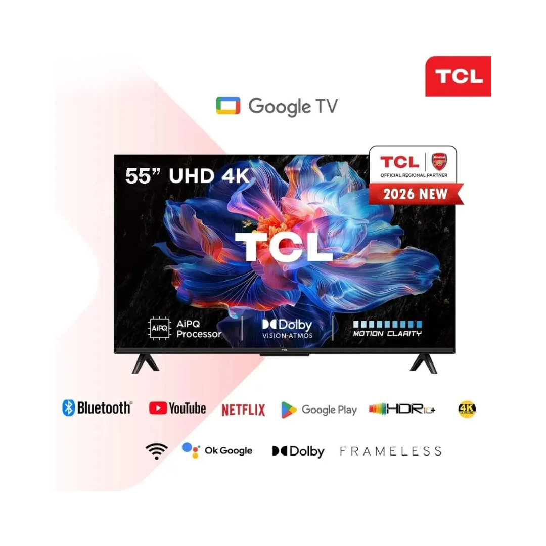 TCL 55V6D 55-Inch 4K UHD Smart TV (2026 Model) – HDR, Android TV, Dolby Audio, Netflix & YouTube Built-in Frameless
