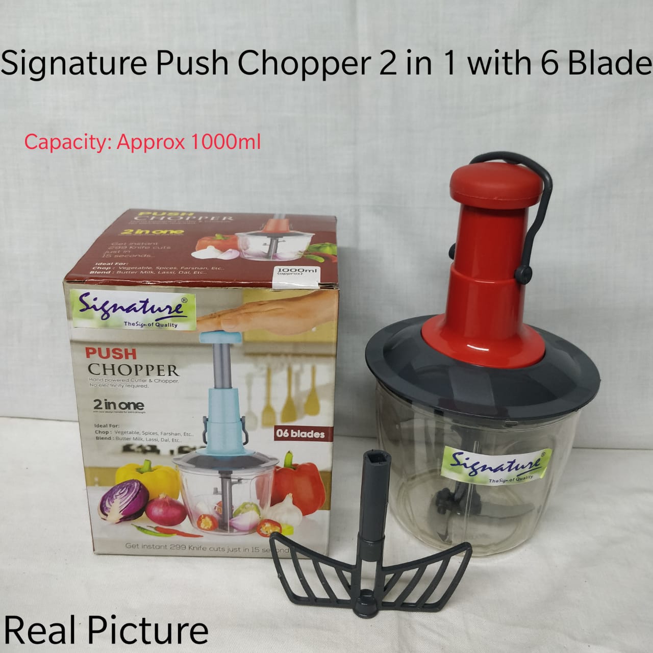 💥 HOT OFFER 💥 - A 1 pc Signature Push Chopper 2 in 1 with 6 Blade, 1000ml at affordable price and of very high quality