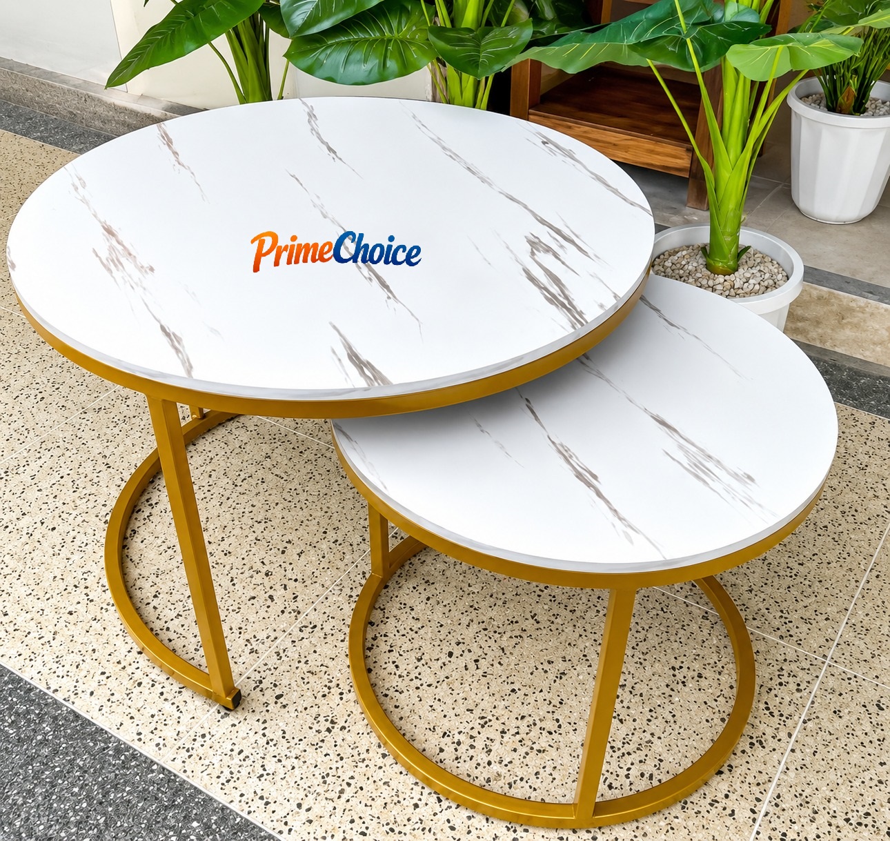 【PROMOTION!】  Round Nesting Coffee Table Set Of 2  tables with Marble effect High Quality Modern Bree Strong Nordic luxury Durable Classic Sitting Room Coffee Table