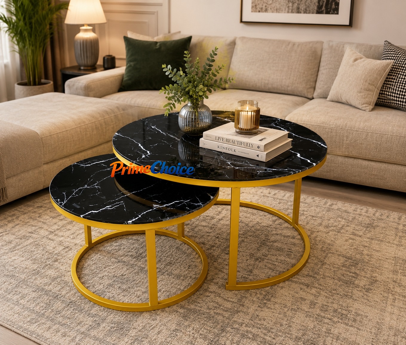 【PROMOTION!】  Round Nesting Coffee Table Set Of 2  tables with Marble effect High Quality Modern Bree Strong Nordic luxury Durable Classic Sitting Room Coffee Table